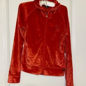 BCBG orange velour jacket y2k